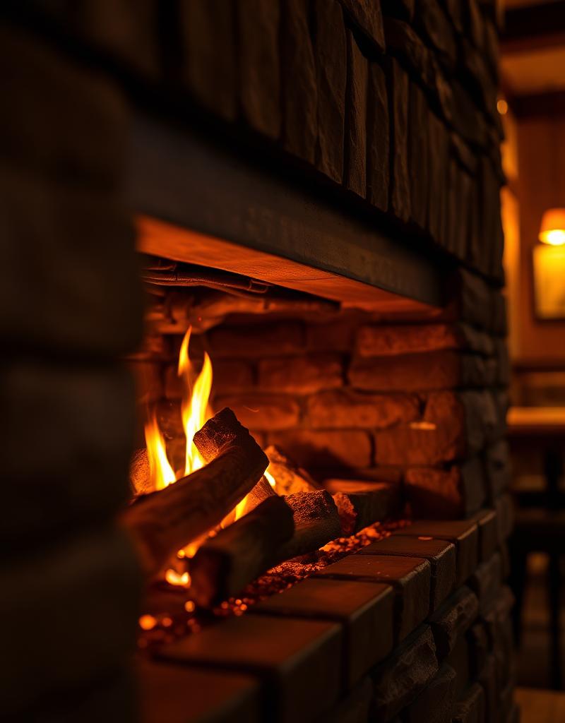 Kominek w sali restauracji
